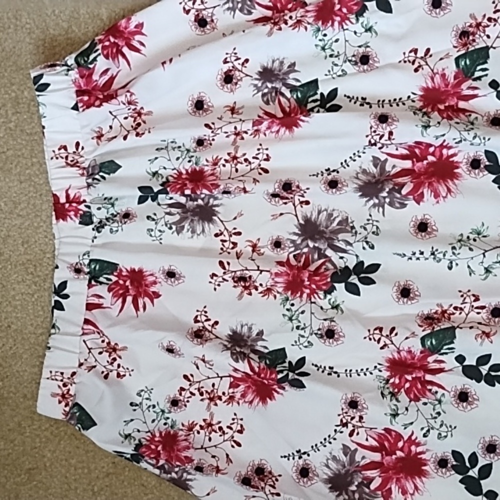 Maxi Skirt Women's Size Large 12 14 Nora Cora Cottagecore Floral White Red Green - Picture 2 of 8